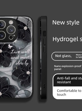 黑花适用于苹果华为Vivo小米Oppo红米荣耀Oneplus iPhone 16手机壳15Promax水凝胶14 Classy I13新款12女Mate