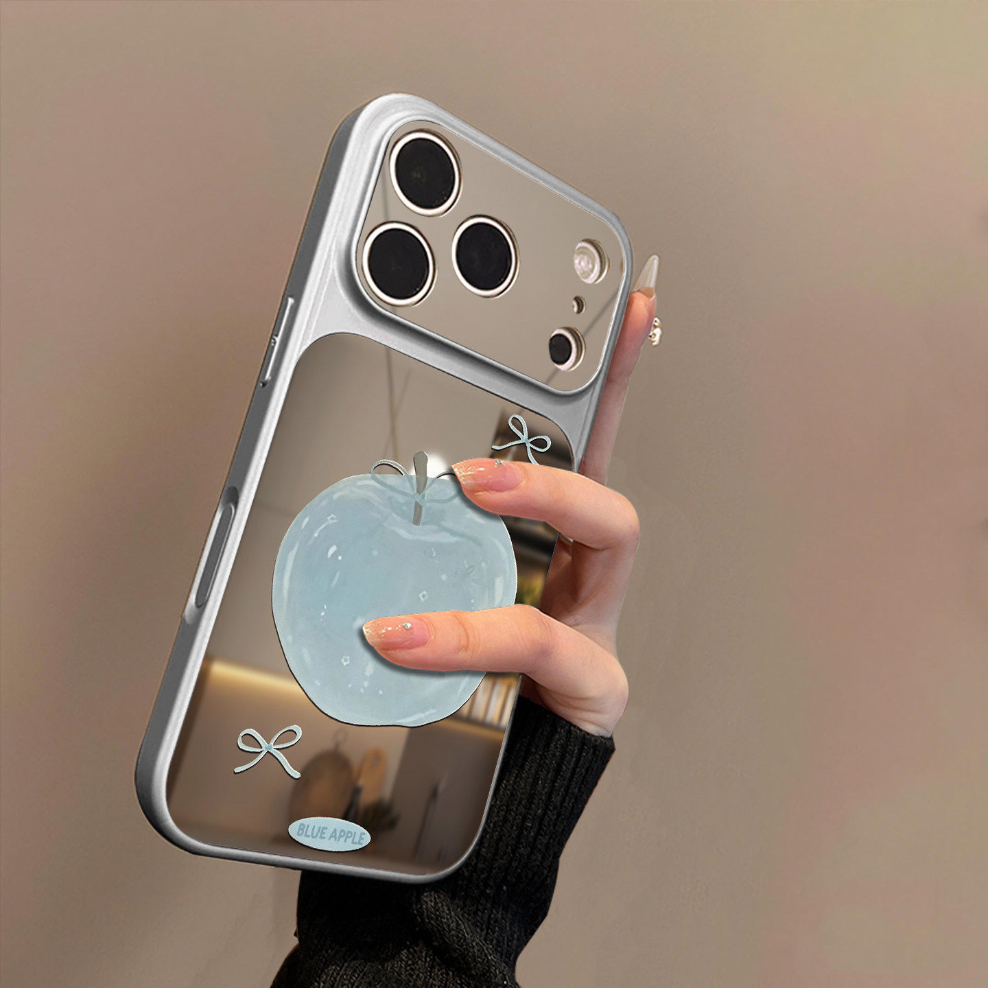 蓝色水果适用苹果17promax手机壳iPhone16pro新款15防摔14磁吸男13pro女款17air情侣全包镜面16plus保护套