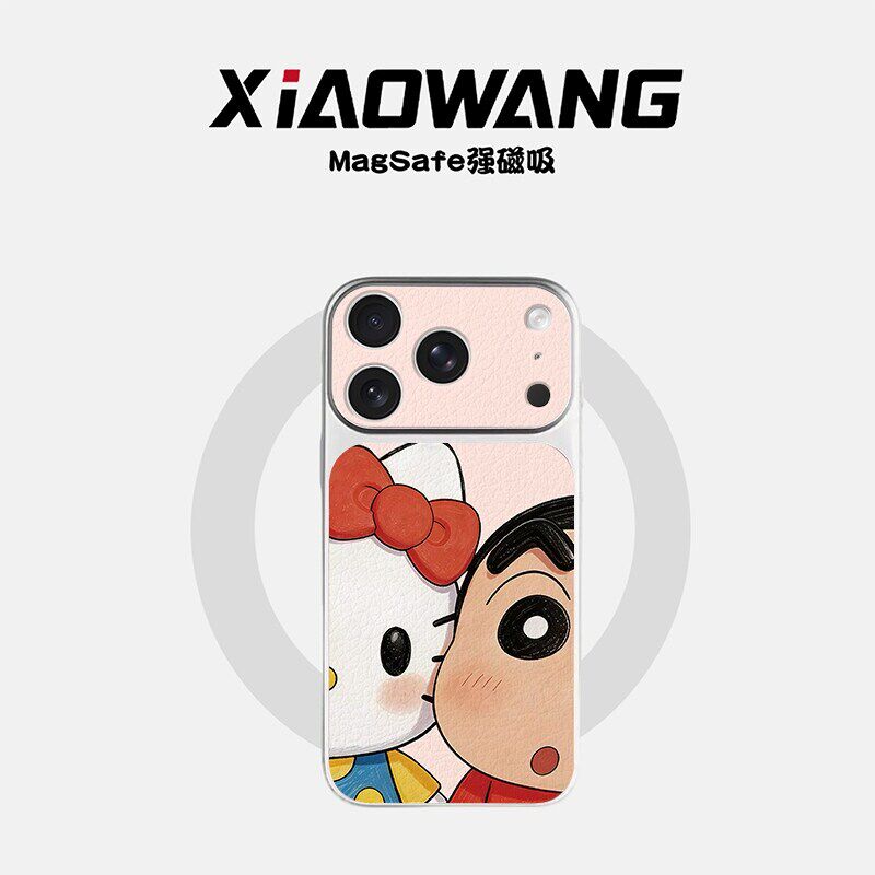 蝴蝶结猫咪可爱蜡笔小新适用iPhone17Promax手机壳磁吸卡通镜头全包15plus小众时尚16Pro防摔13软外壳苹果14