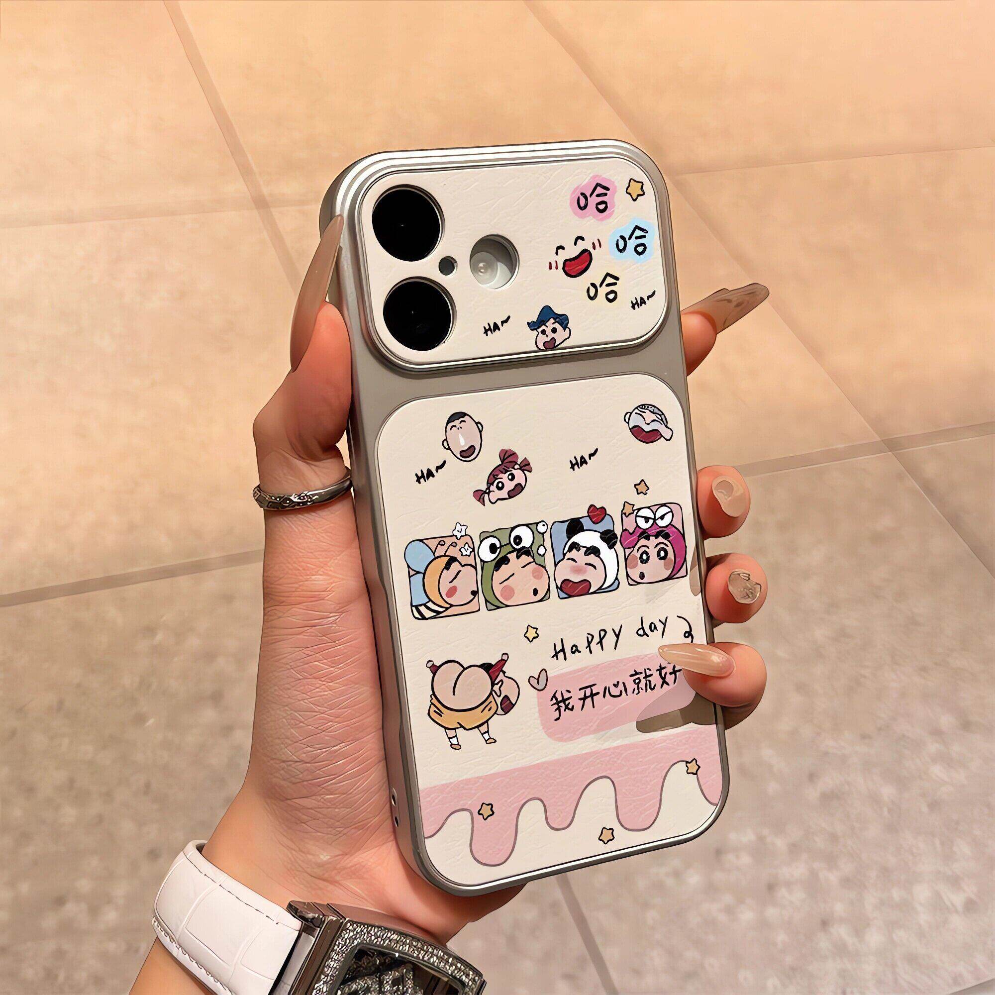 蜡笔小新适用苹果17promax手机壳新款iphone16pro高级感15超好看13卡通14plus小羊皮12日韩11男女17air保护套