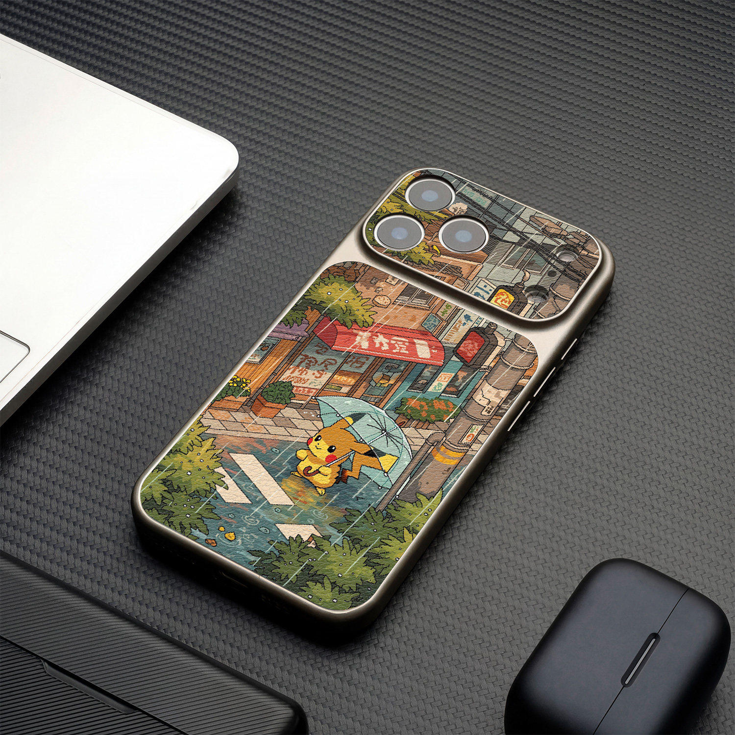 像素皮卡丘适用于苹果17promax手机壳卡通男款16pro防摔全包iPhone15电镀银边14plus皮纹质感13promax不撞壳