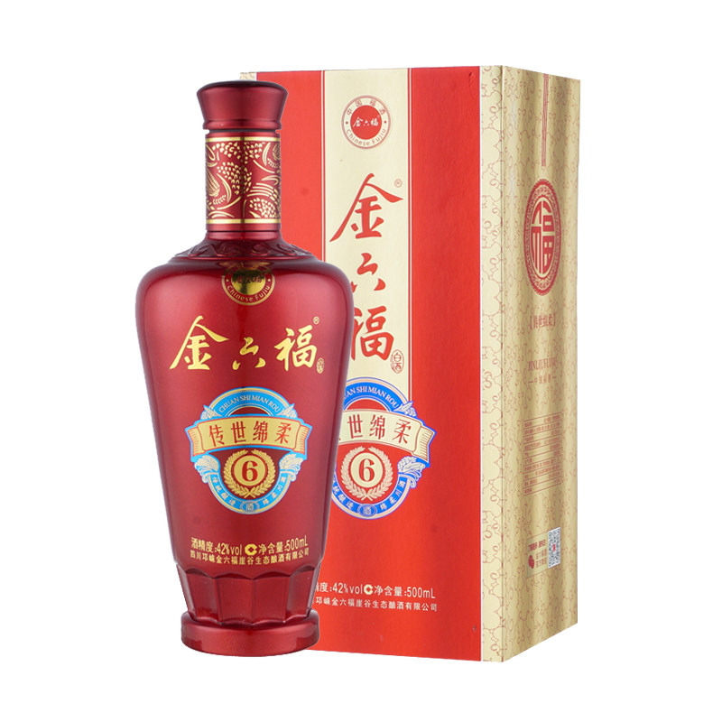 42度金六福传世白酒绵柔6 500ml/瓶