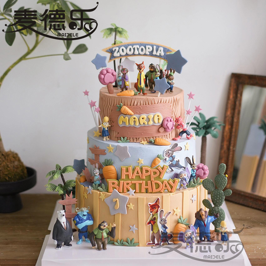 上海百日宴10周岁疯狂动物城朱迪兔子尼克狐狸儿童满月生日蛋糕