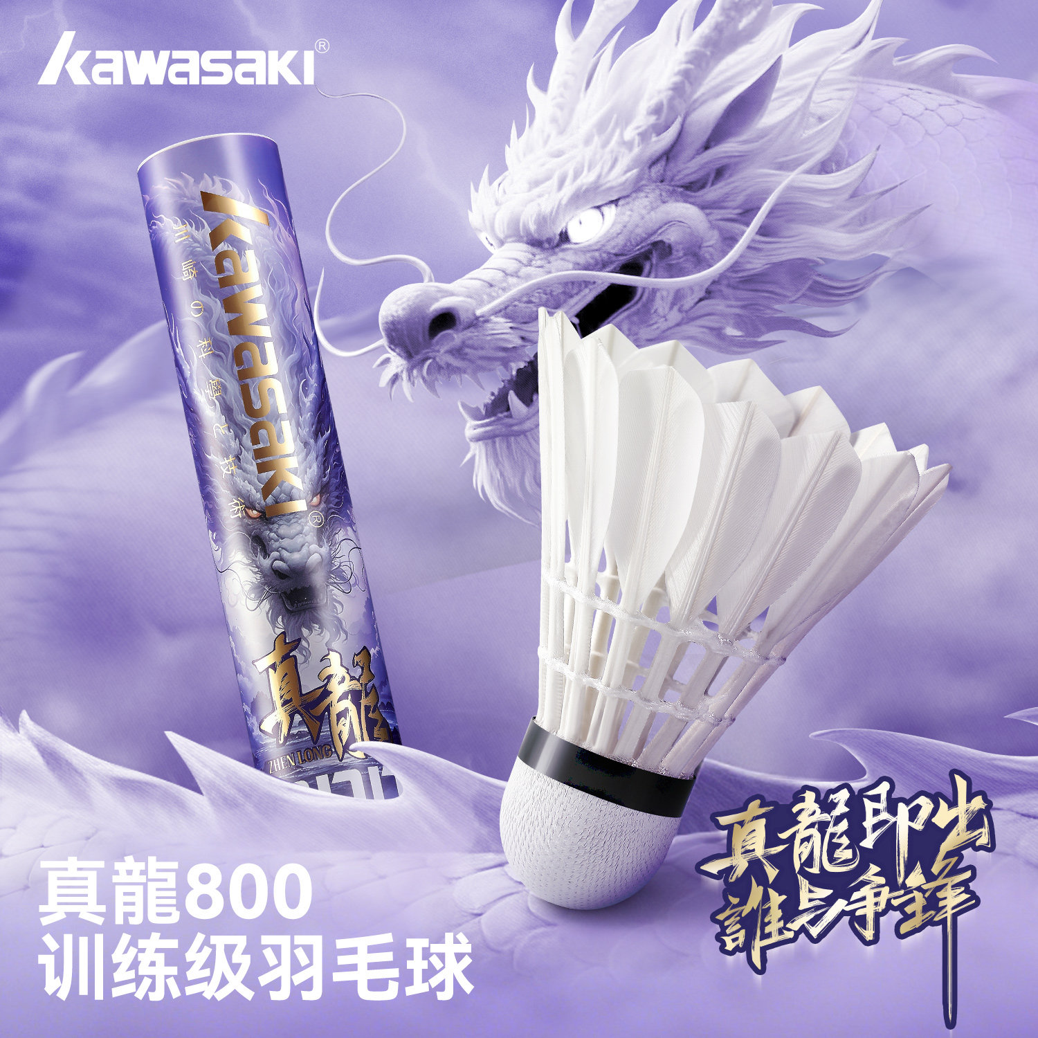 kawasaki川崎真龙800训练级羽毛球鸭毛12只耐打飞行稳定