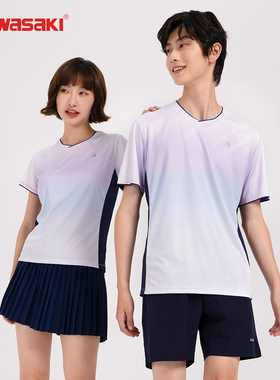 川崎羽毛球服套装男女夏运动套装羽毛球速干短袖T恤训练队服定制