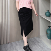 新中式 盘扣开叉A字国风包臀裙子 2025新款 半身裙女大码 胖mm春夏季