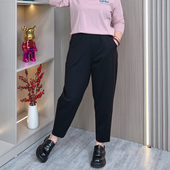 宽松胖mm黑色休闲裤 萝卜裤 秋装 哈伦裤 女春秋2025新款 高腰显瘦大码