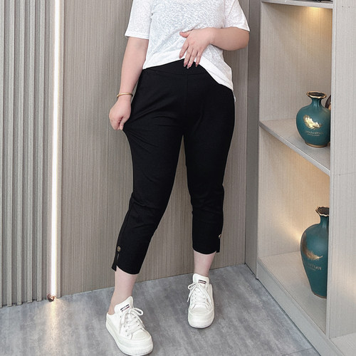 2024夏季大码八分休闲裤百搭显瘦