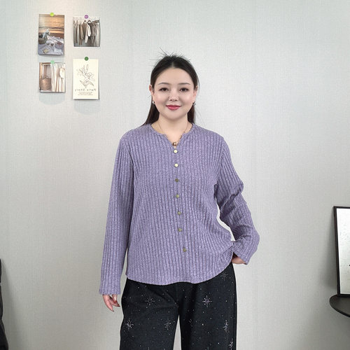 大码女装款V领长袖T恤上衣打底衫