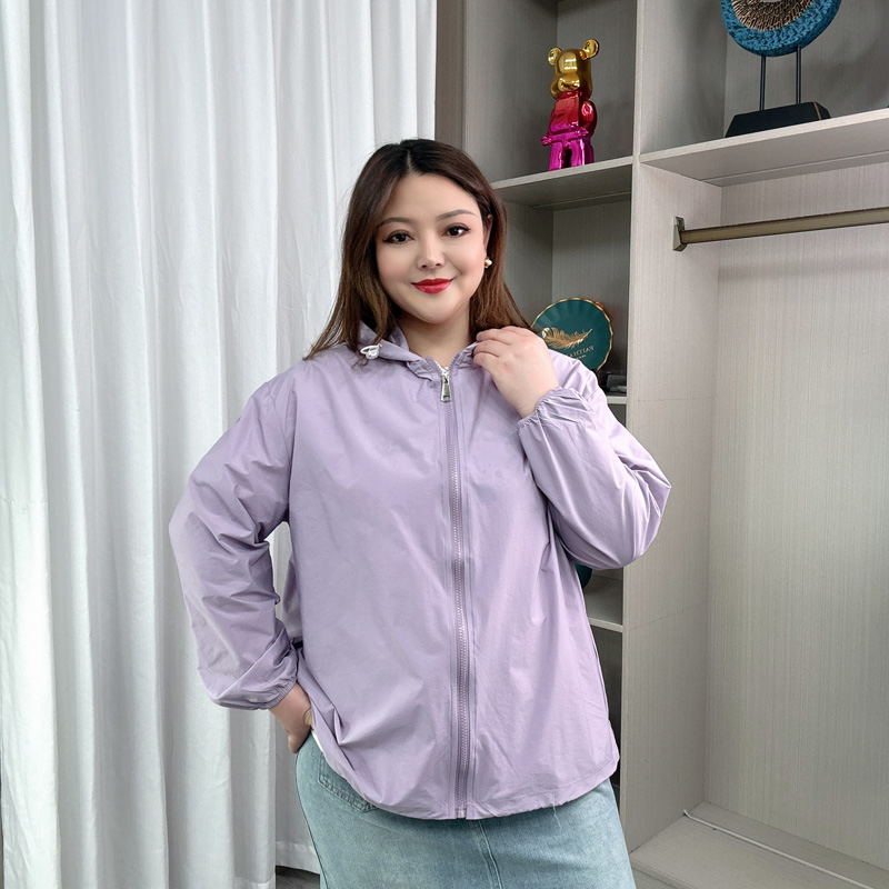 大码女装夏季长袖防晒服外套上衣