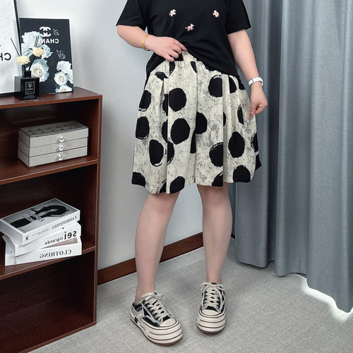 薄款波点阔腿短裤女显瘦休闲裤裙