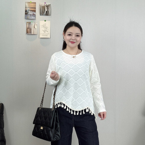 不规则流苏镂空打底衫上衣女小衫