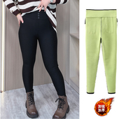 女秋冬加绒加厚裤 子胖mm加大码 外穿保暖小脚裤 打底裤 紧身显瘦裤 子