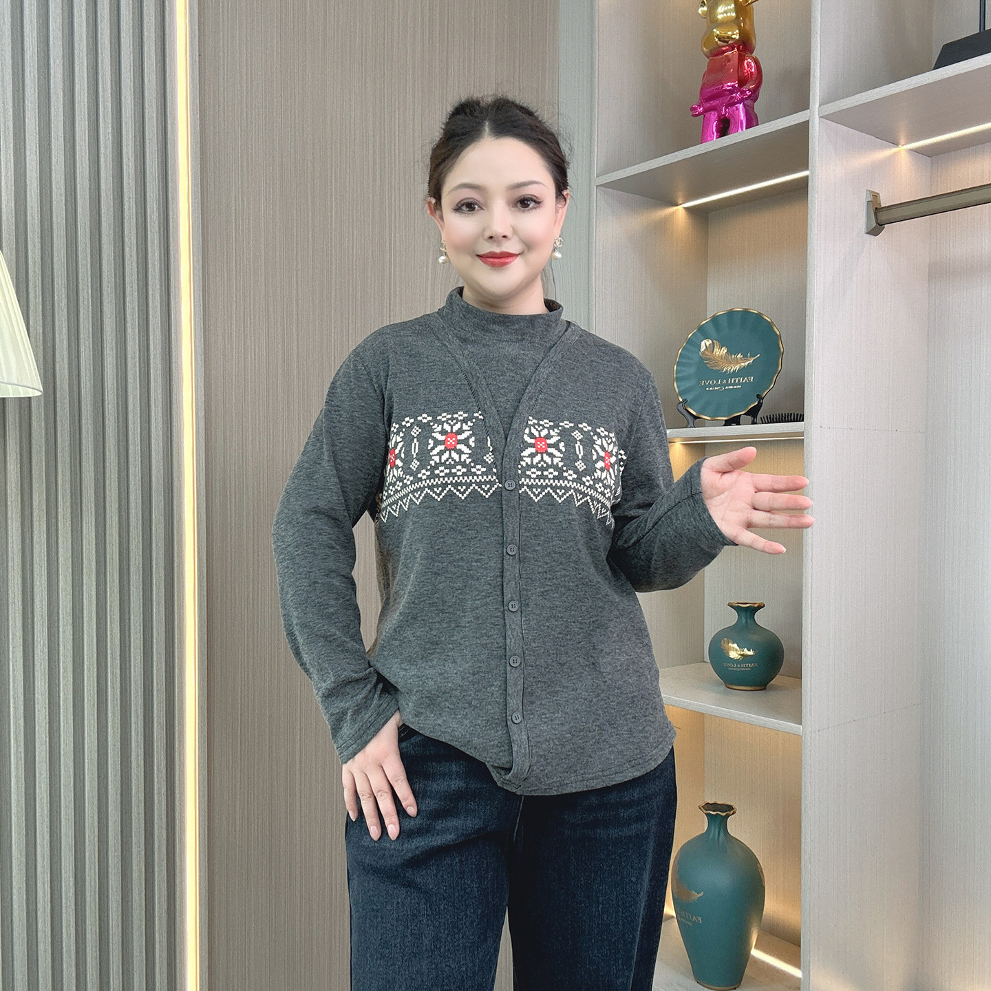 冬季加绒半高领几何印花长袖大码内搭上衣女遮肚显瘦保暖打底衫潮,女装/女士精品,大码内搭,淘宝优惠券,粉丝福利购,淘宝优惠卷