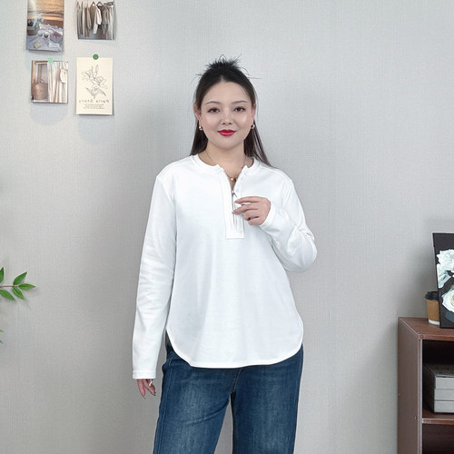 大码女装秋季新款长袖T恤打底衫