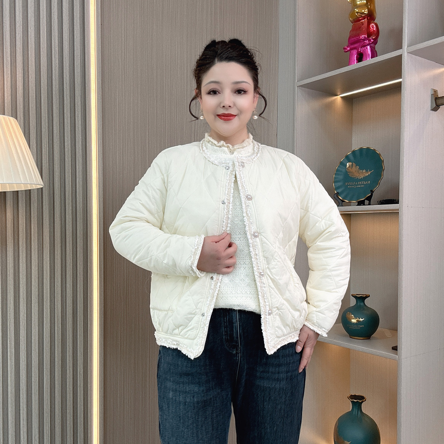 小香风加绒棉服女冬季保暖外套女