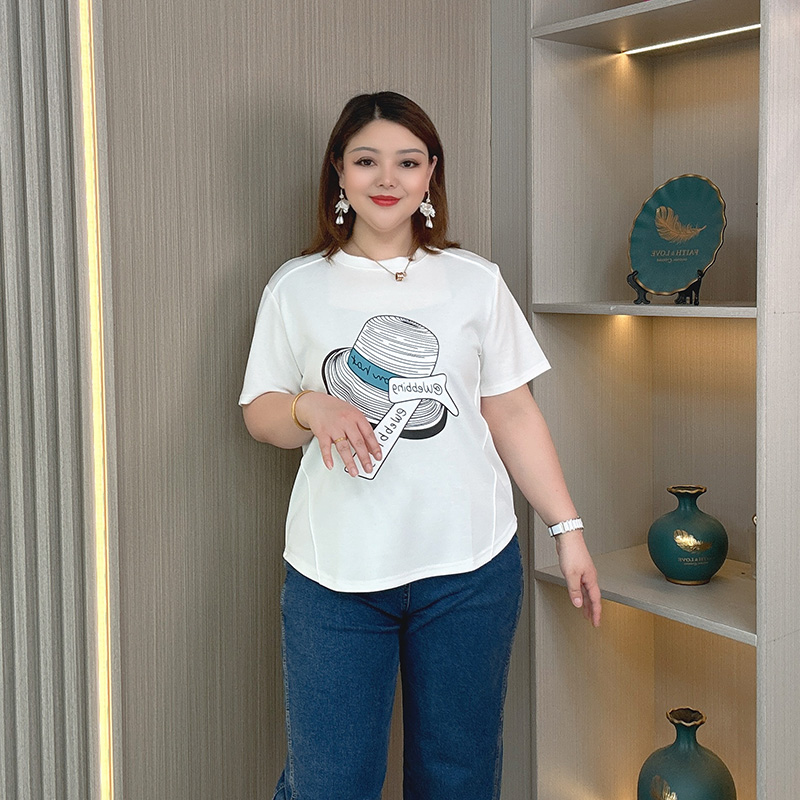 夏季短袖t恤女2025新款大码胖mm