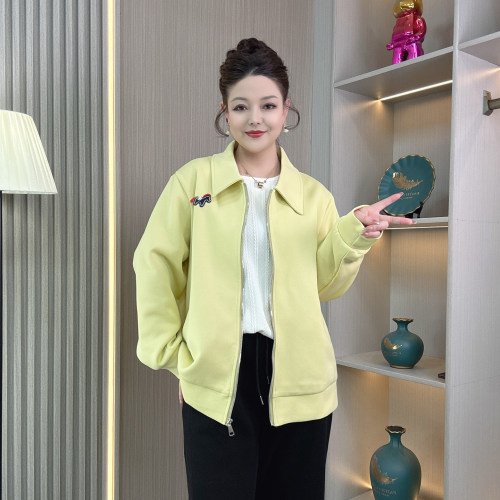 小马刺绣贴标拉链翻领夹克外套女