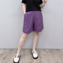大码短裤女2023夏季胖mm宽松透气冰丝西装五分裤休闲裤子高腰中裤