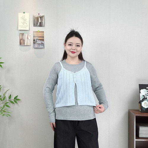 镂空针织吊带背心女装大码针织衫