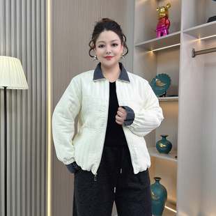 韩版 新款 加厚防风外套 棉服女立领休闲百搭宽松显瘦胖mm秋冬季 大码
