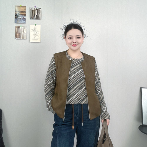 叠穿无袖马甲女大码显瘦马夹坎肩