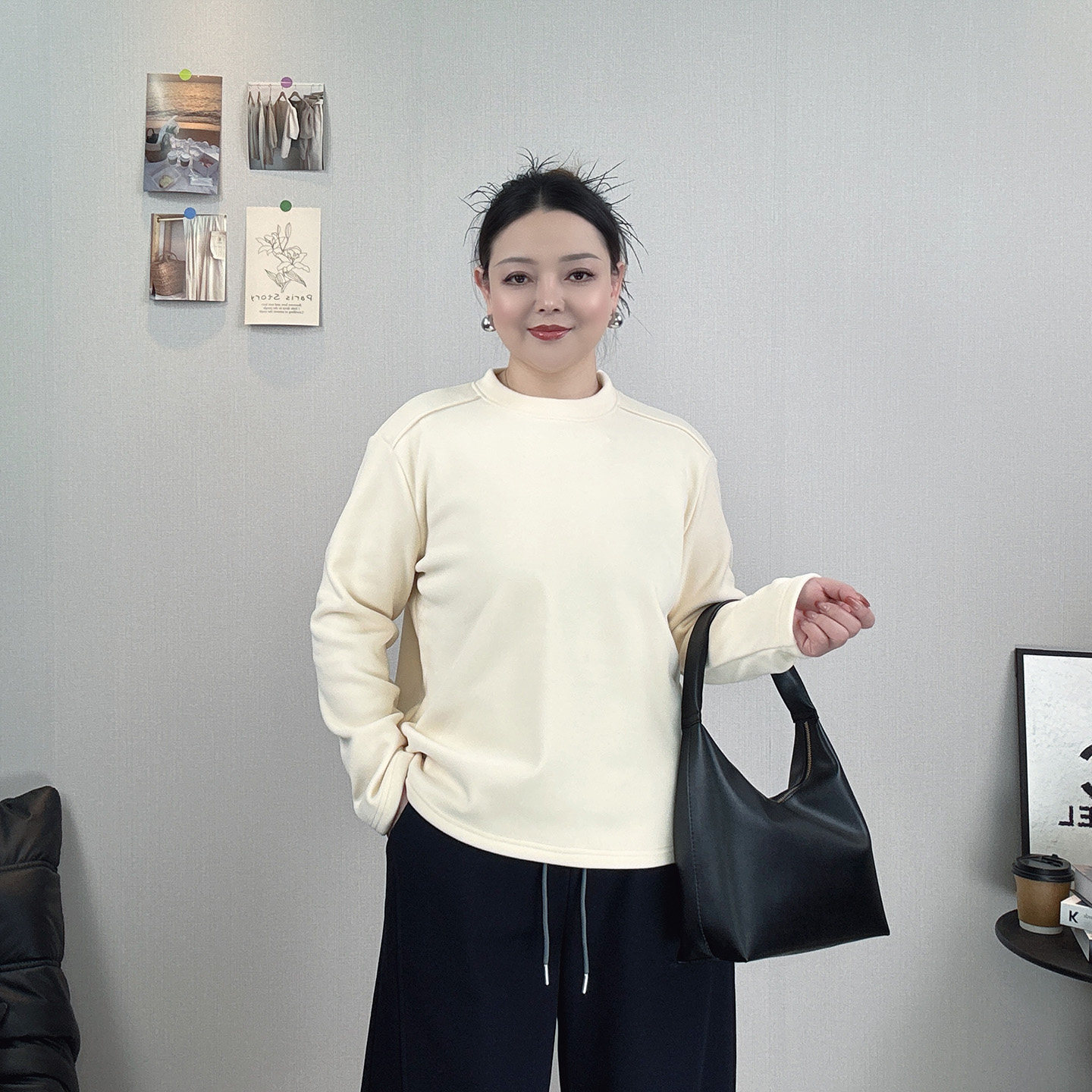 冬季加绒加厚长袖T恤女大码胖MM圆领宽松显瘦百搭休闲上衣打底衫