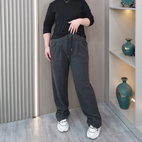 春秋大码直筒休闲裤女显瘦阔腿裤