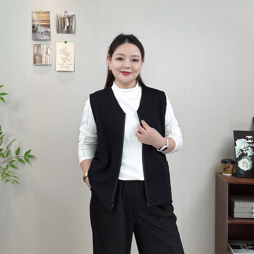 拉链马甲女大码叠穿背心坎肩马夹