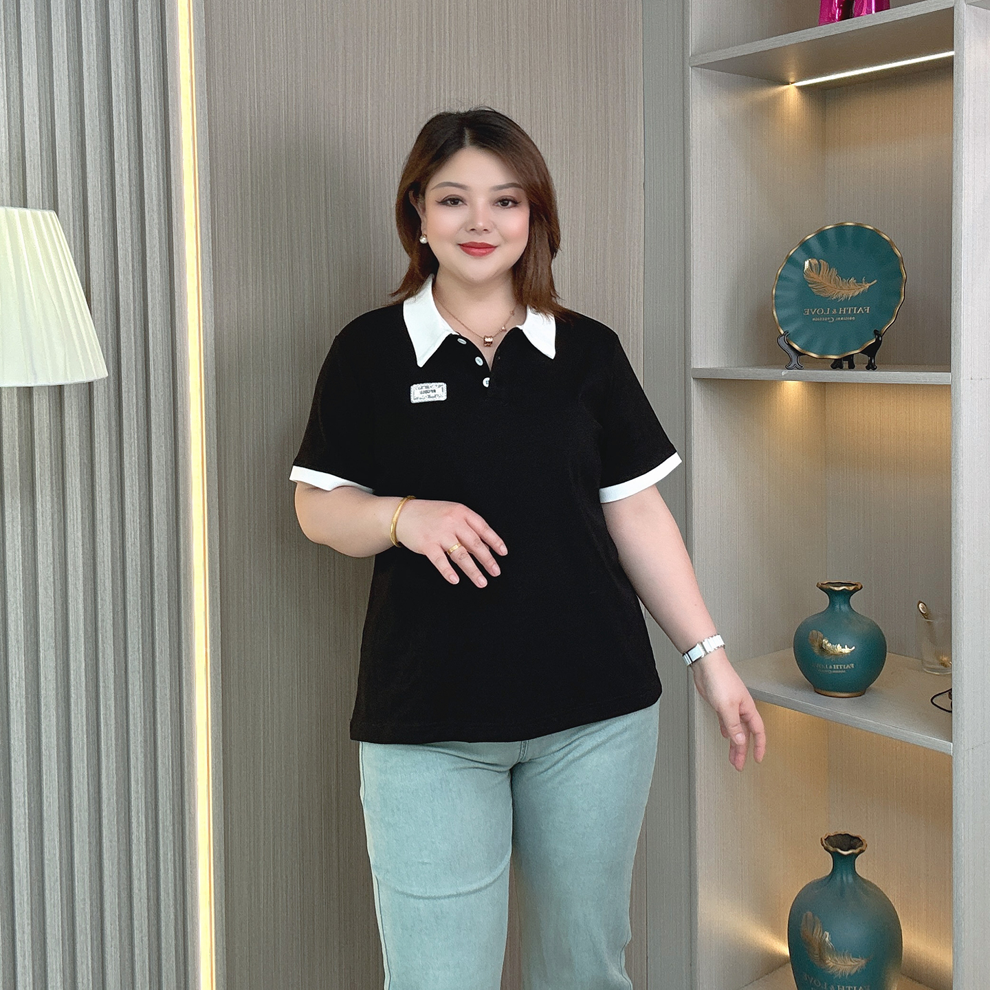 大码女装夏季polo衫短袖T恤上衣
