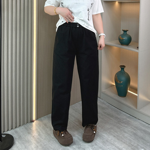 大码高腰阔腿裤女显瘦休闲直筒裤