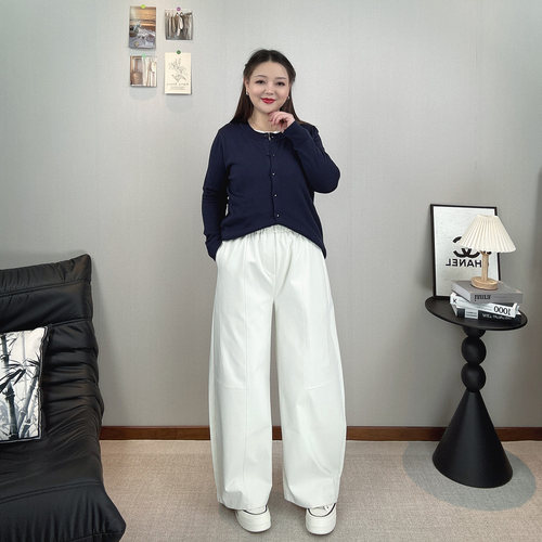 弯刀阔腿气球裤女春秋大码休闲裤
