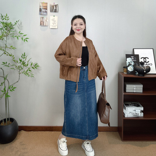 麂皮绒外套女秋夹克大码休闲上衣