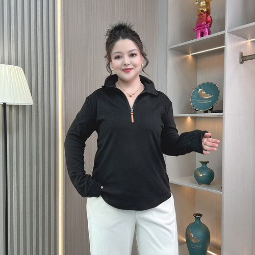 大码女装秋冬爆款立领德绒打底衫