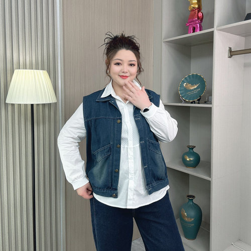 胖mm气质牛仔马甲坎肩背心外套女