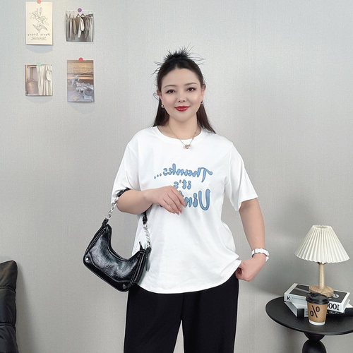 字母印花短袖t恤女夏季大码上衣