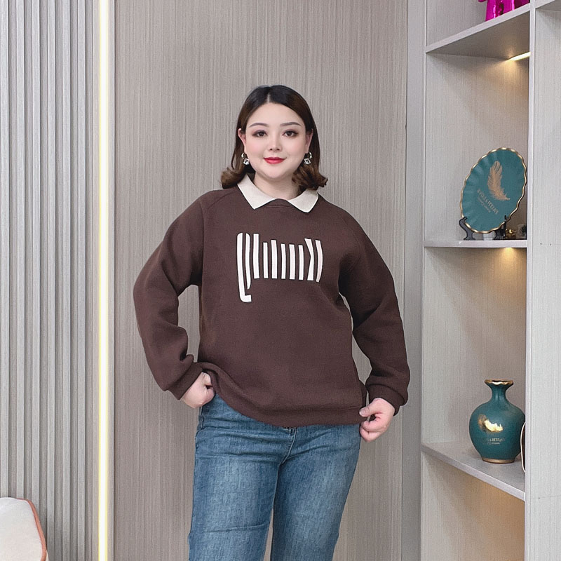 春秋大码女装加绒卫衣女休闲上衣