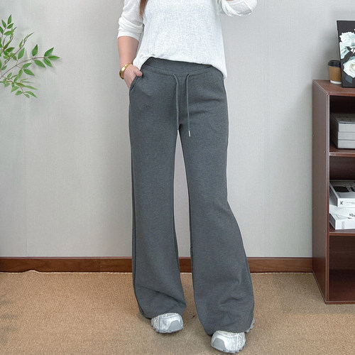 高腰微喇阔腿裤女大码弹力休闲裤