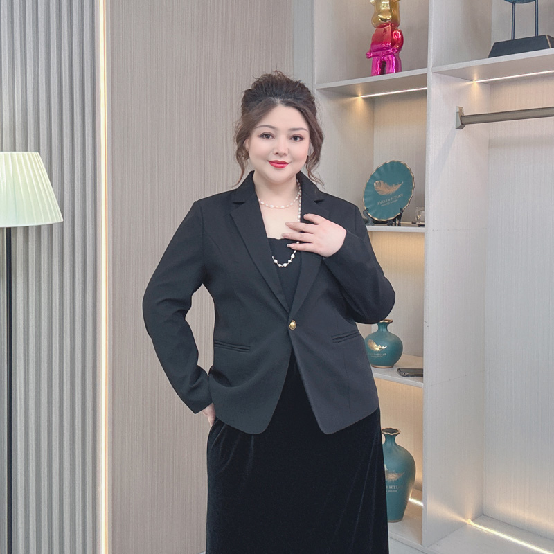 胖mm显瘦遮肉气质职业小西服上衣