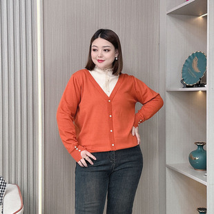 显瘦洋气打底针织衫 蕾丝拼接假两件套头毛衣女秋冬装 女装 大码 新款