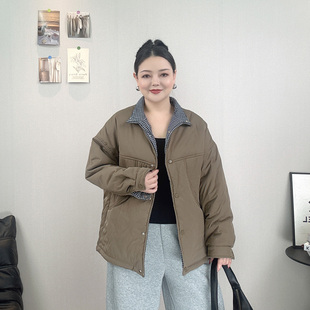 2026冬装新款撞色立领加厚保暖棉服女大码宽松显瘦百搭棉衣外套女