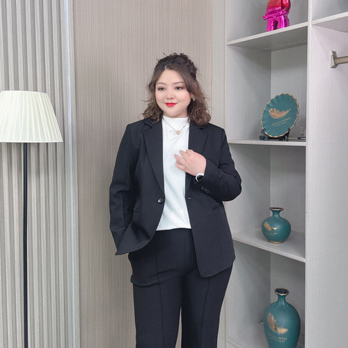 西装外套女大码春秋新款气质西服