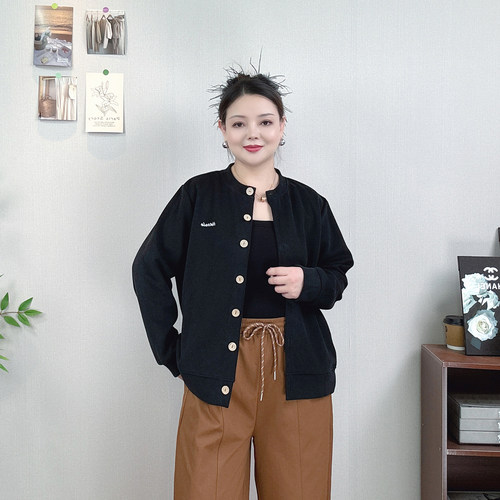 大码休闲运动卫衣外套女秋装上衣