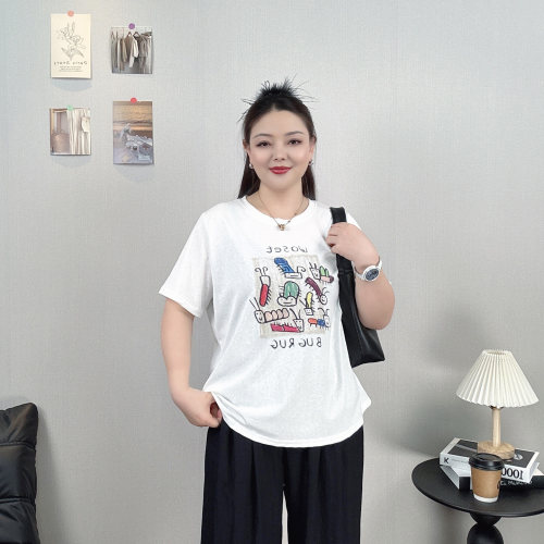 大码夏季白色短袖T恤女正肩上衣