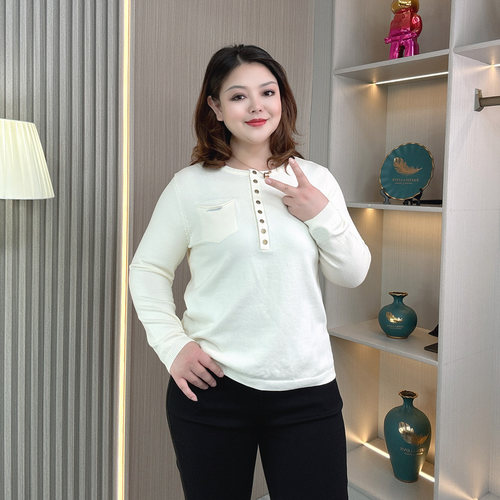大码女装胖mm秋季新款打底针织衫