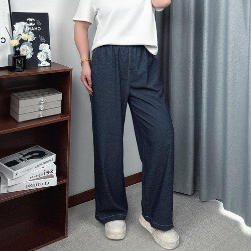 夏季大码牛仔裤女显瘦休闲长裤子