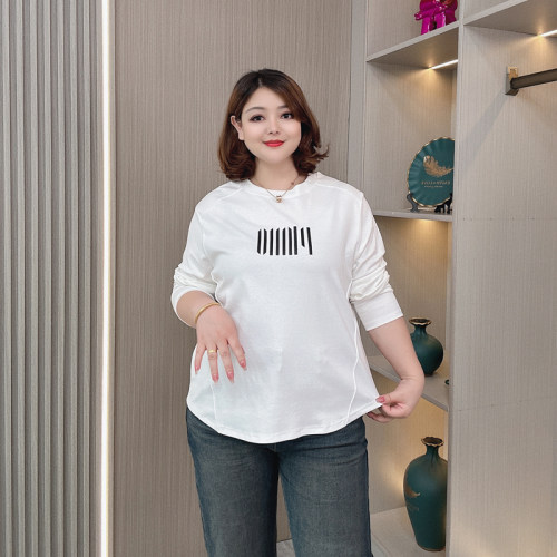 秋装大码上衣显瘦长袖打底衫T恤