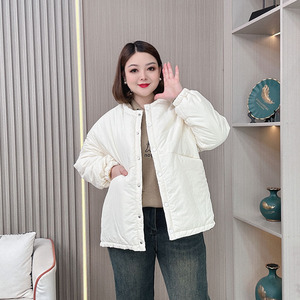 秋冬季羽绒棉服外套女2023新款大码女装胖mm宽松显瘦保暖休闲棉衣