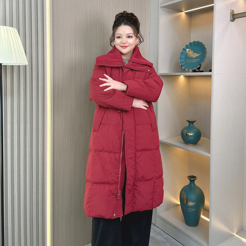 大码胖mm冬季中长款羽绒服外套女