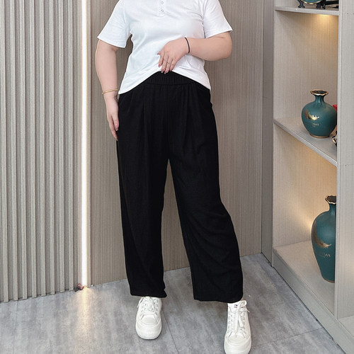 2025夏大码冰感阔腿九分休闲裤女